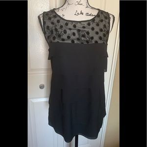 Loft Black Tiered Sleeveless Blouse